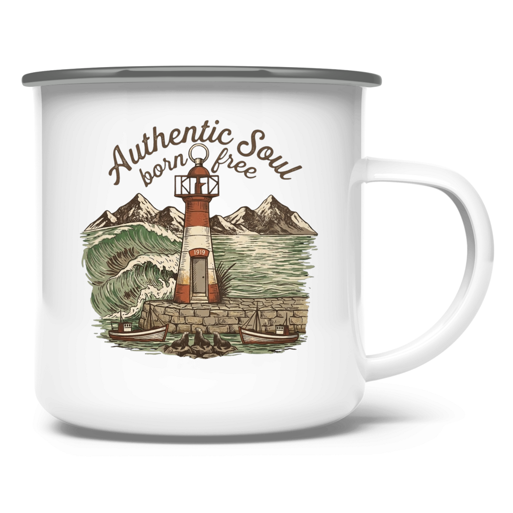 Emaille Tasse Lighthouse