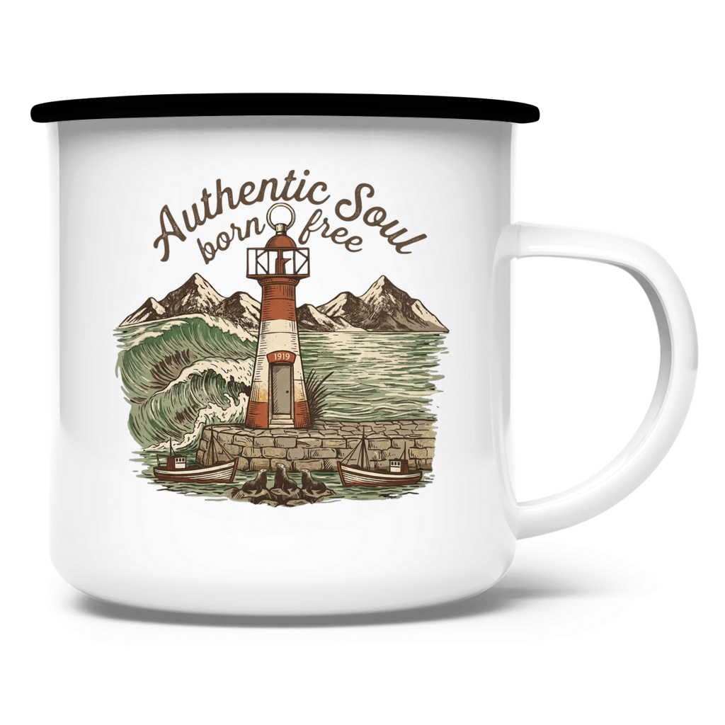 Emaille Tasse Lighthouse