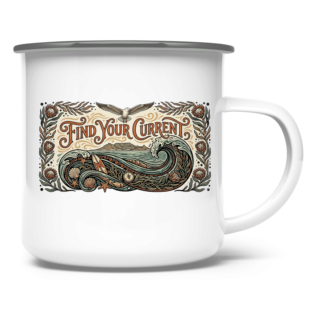 Emaille Tasse Find your Current