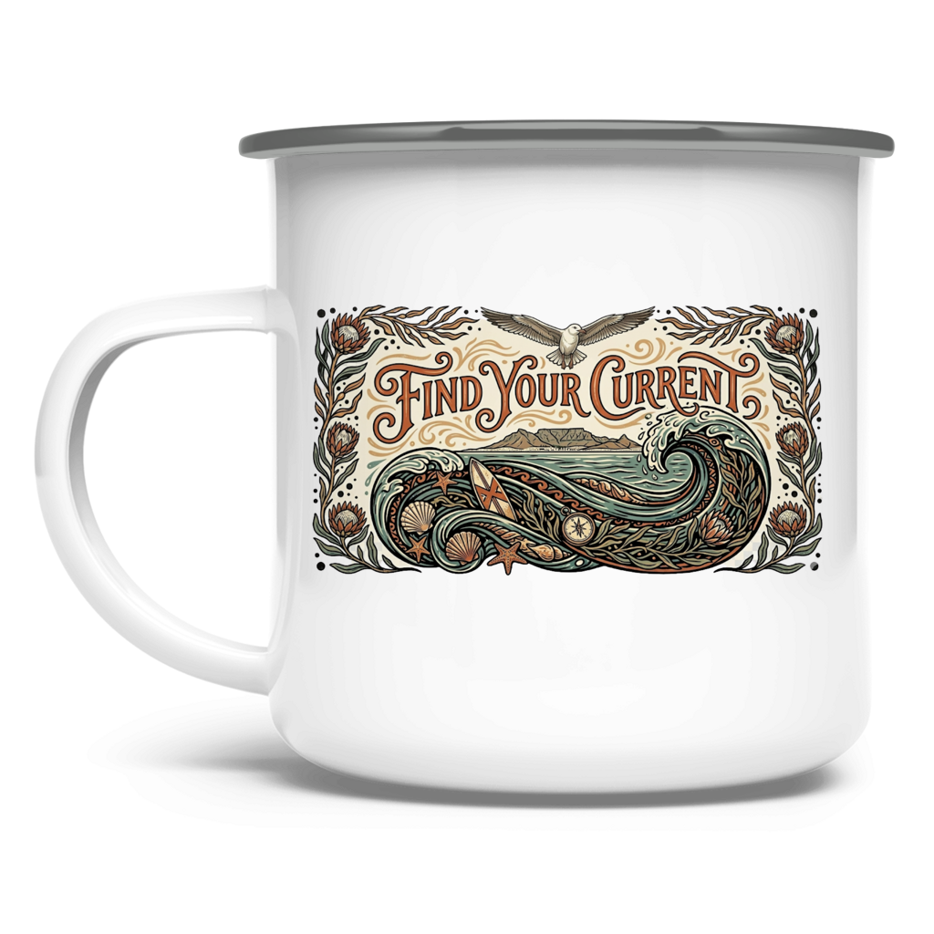 Emaille Tasse Find your Current