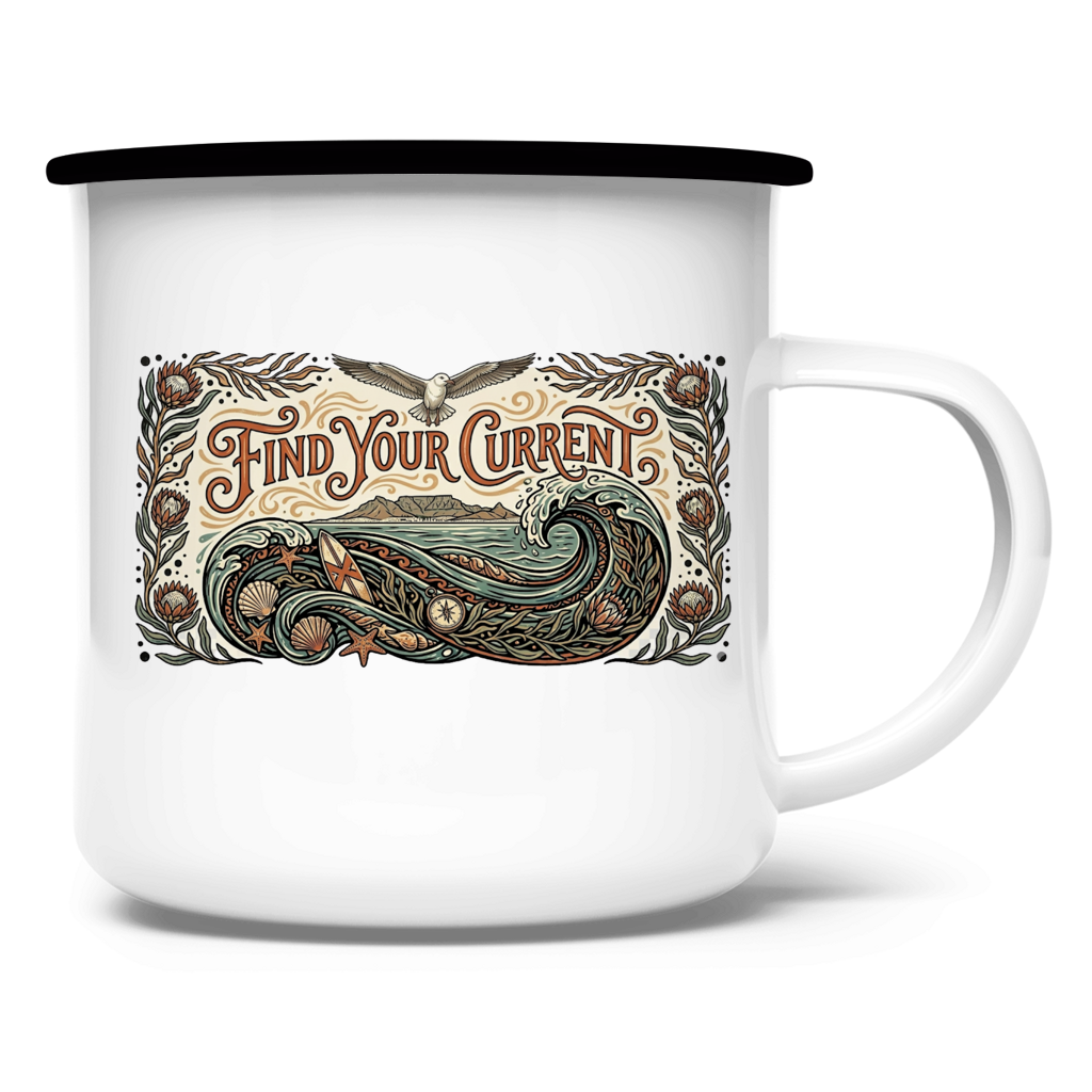 Emaille Tasse Find your Current