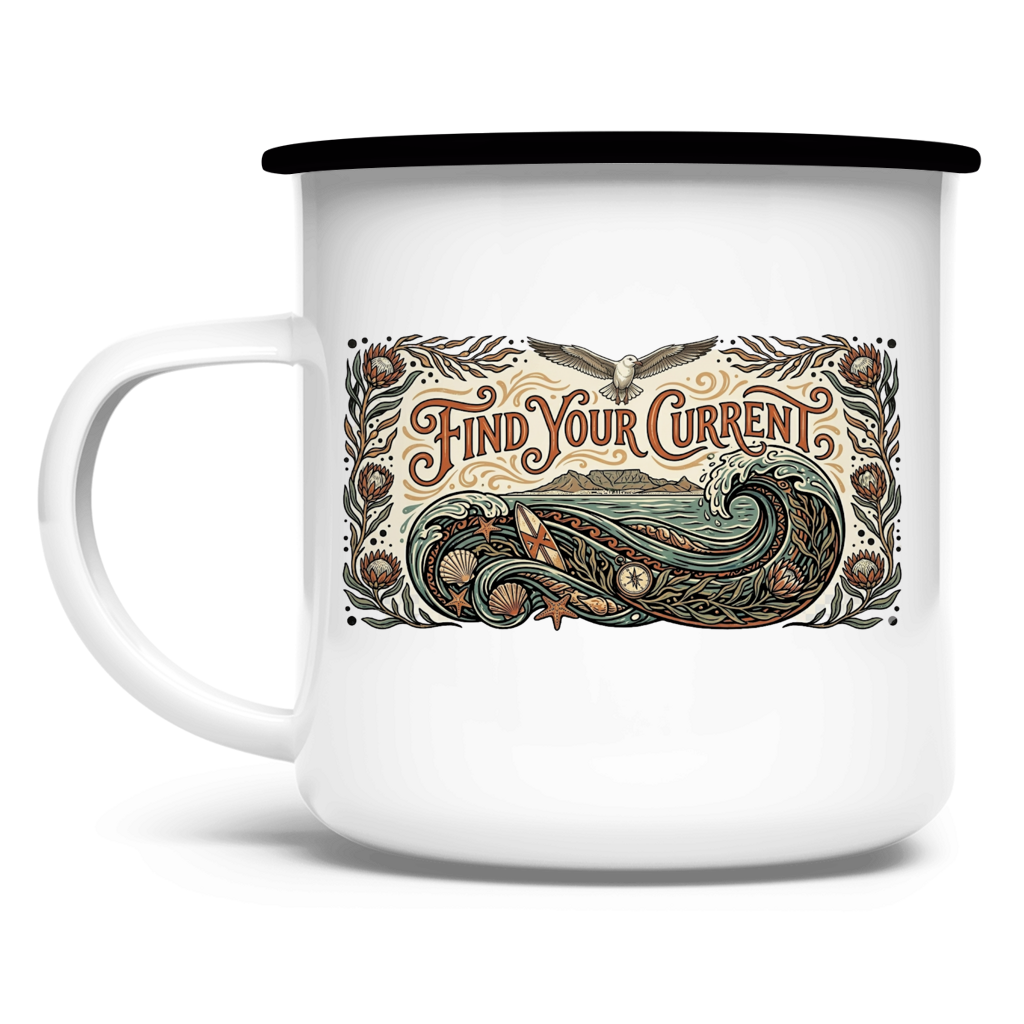 Emaille Tasse Find your Current