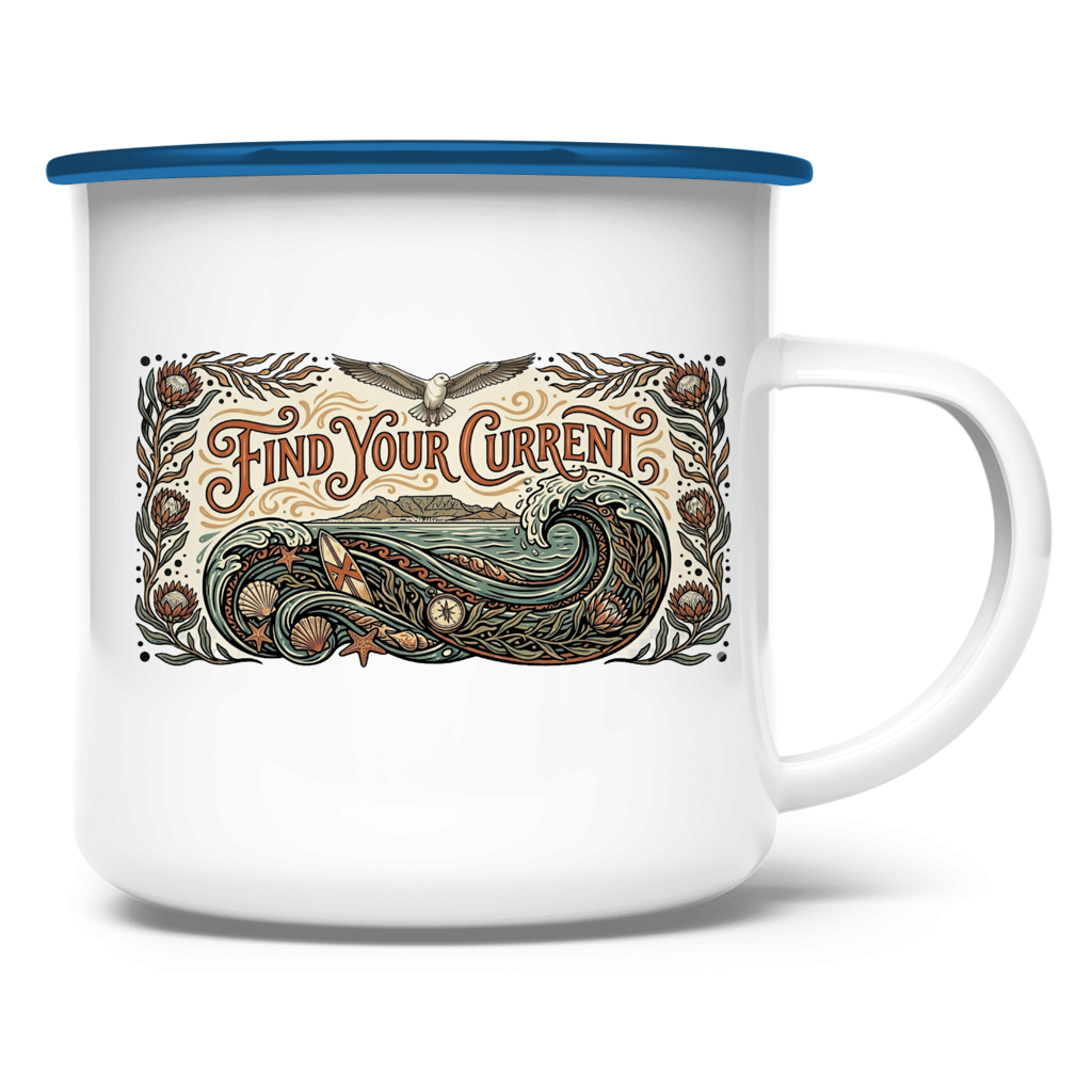 Emaille Tasse Find your Current