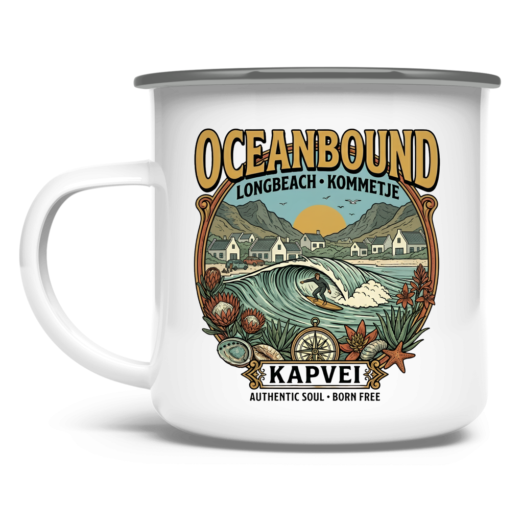 Emaille Tasse Ocean Bound Longbeach