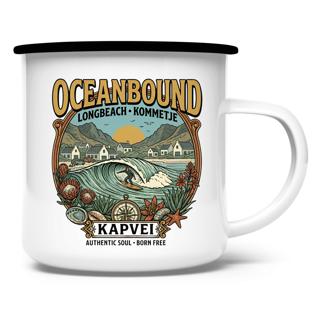 Emaille Tasse Ocean Bound Longbeach