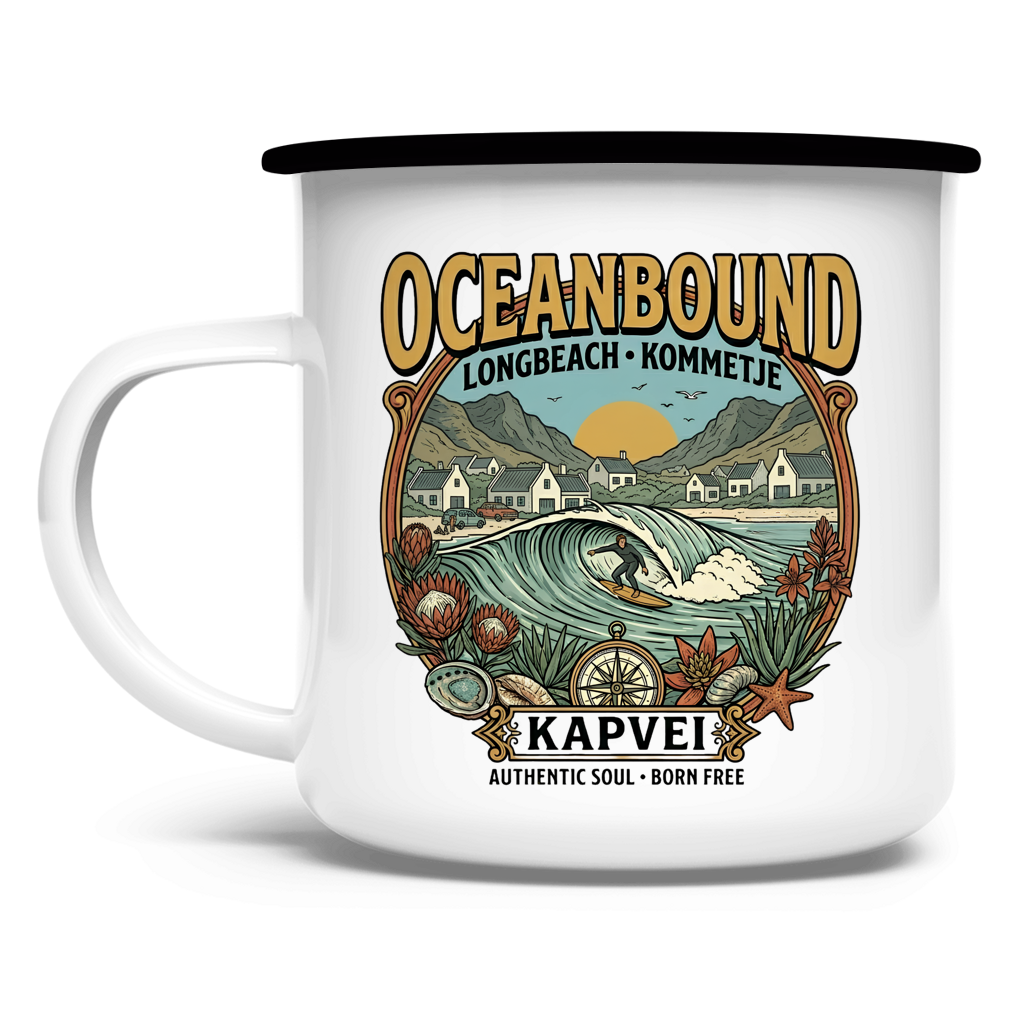 Emaille Tasse Ocean Bound Longbeach