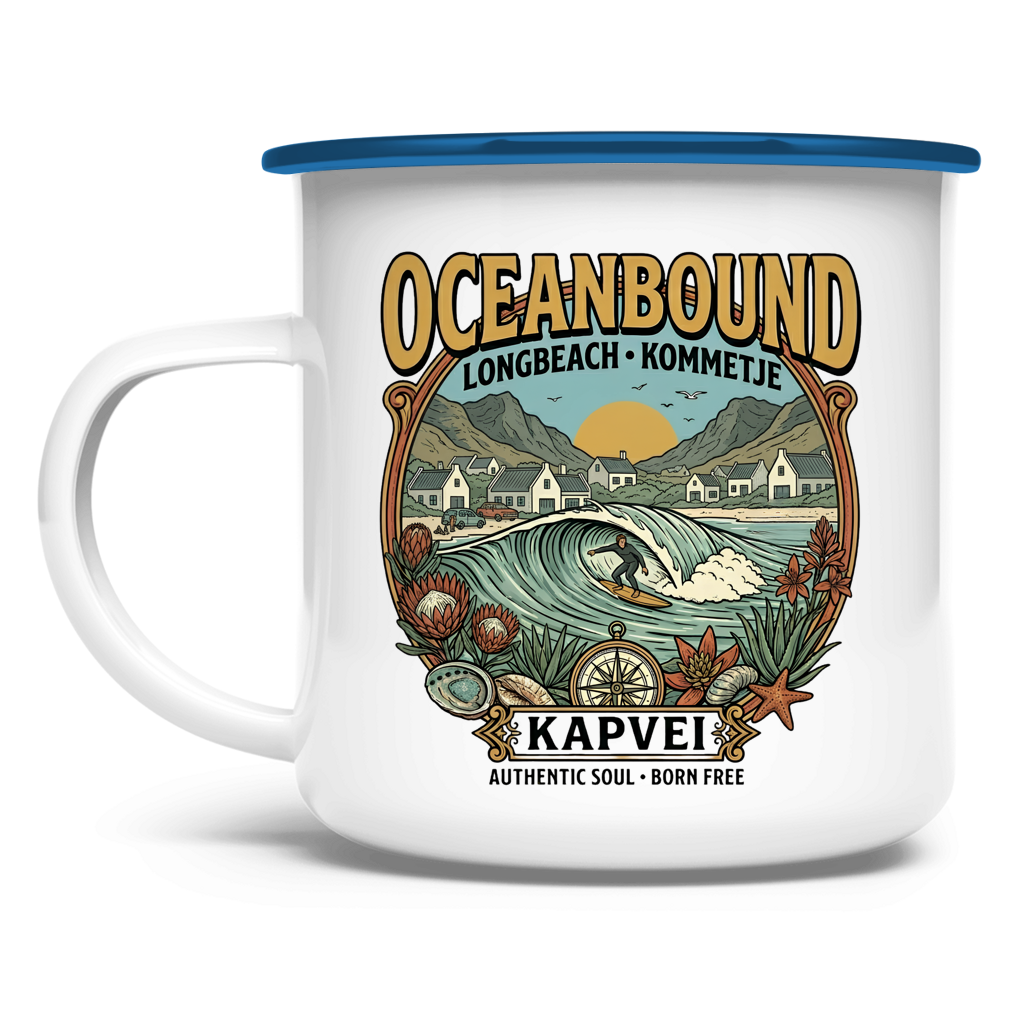 Emaille Tasse Ocean Bound Longbeach