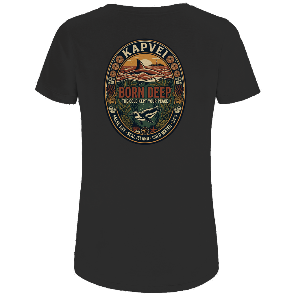 Damen Premium Bio T-Shirt BORN DEEP Great White / Penguin