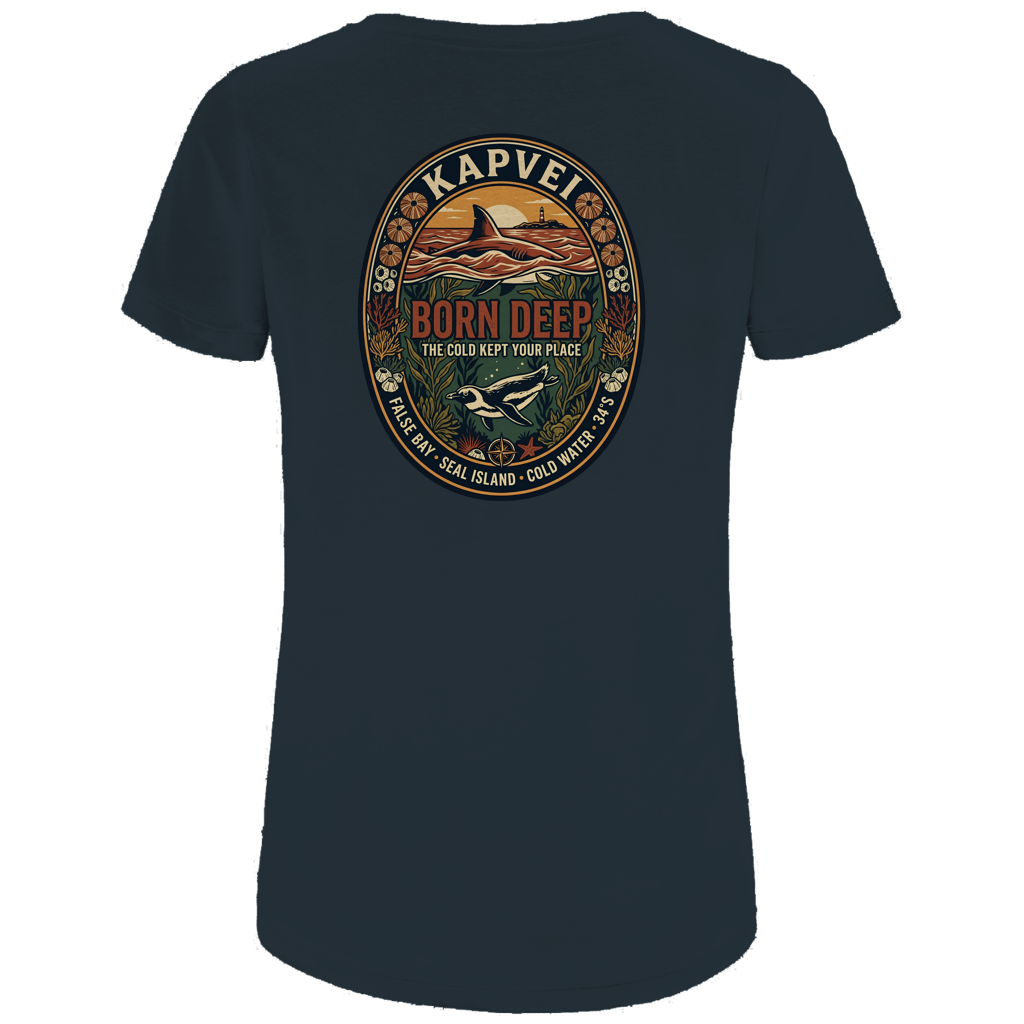 Damen Premium Bio T-Shirt BORN DEEP Great White / Penguin