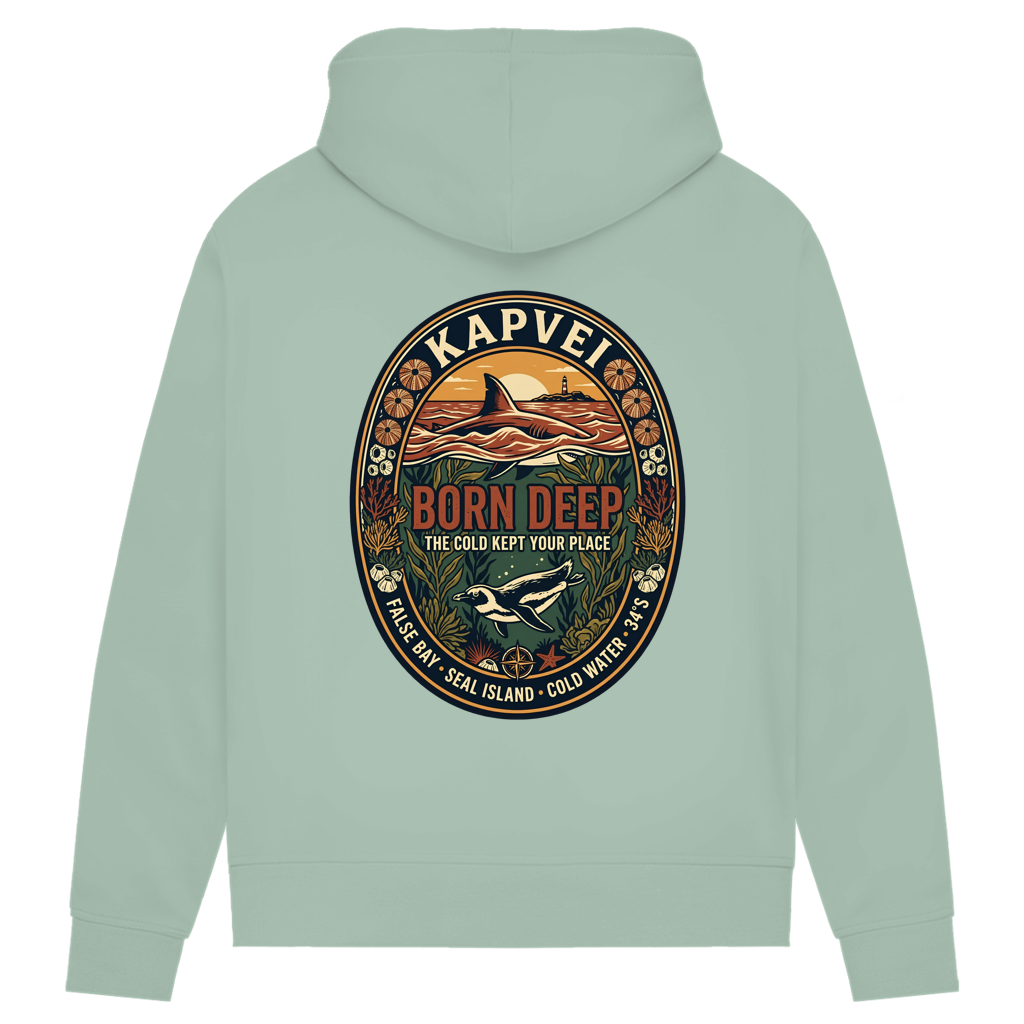Damen Premium Bio Hoodie BORN DEEP Great White / Penguin
