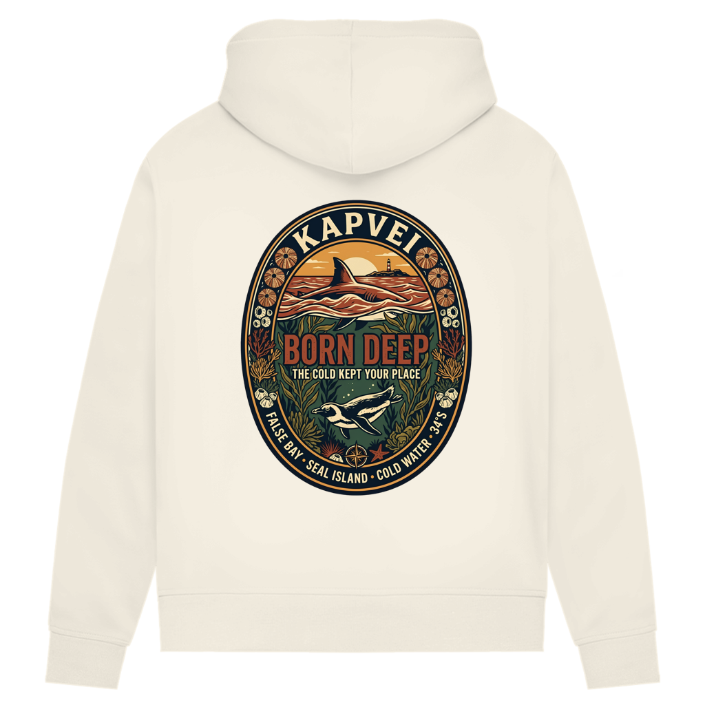 Damen Premium Bio Hoodie BORN DEEP Great White / Penguin