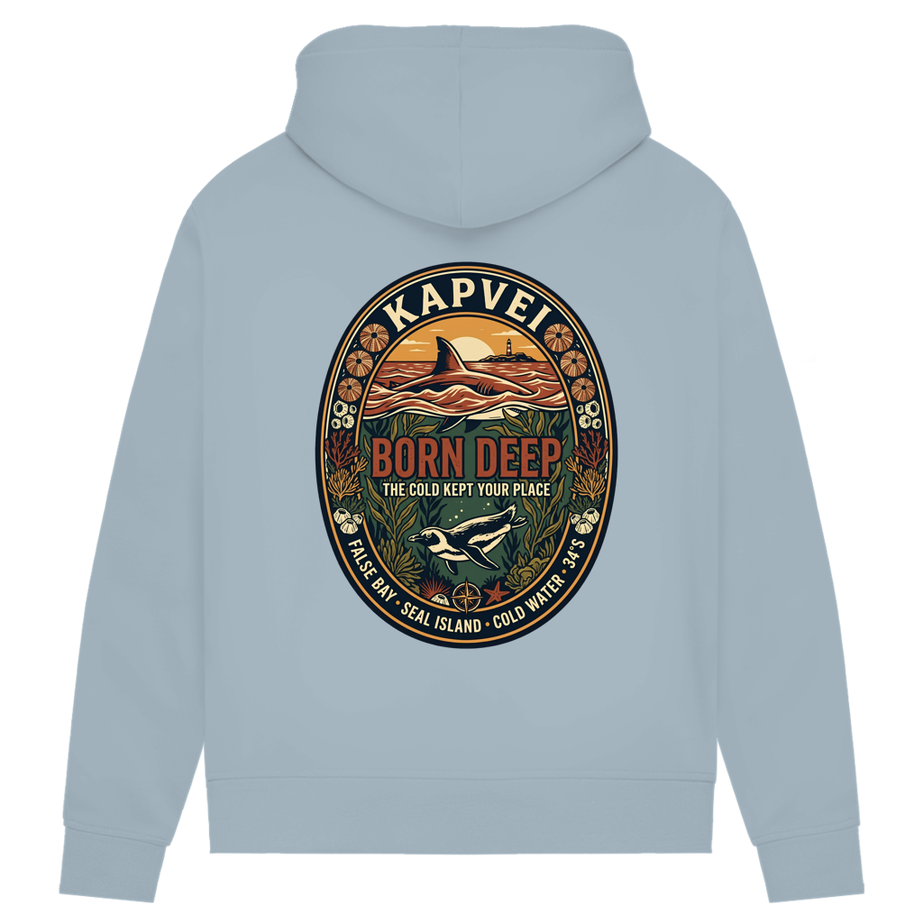 Damen Premium Bio Hoodie BORN DEEP Great White / Penguin