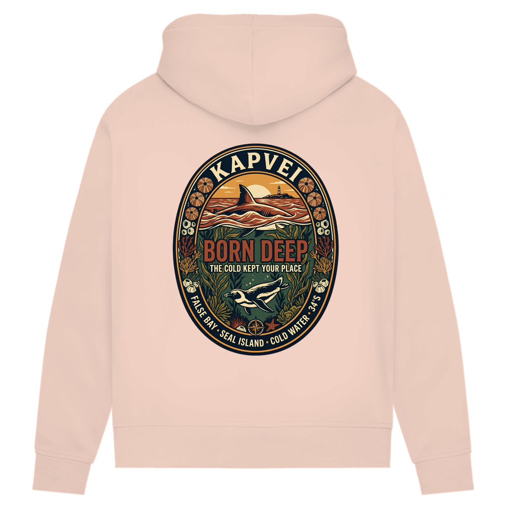 Damen Premium Bio Hoodie BORN DEEP Great White / Penguin