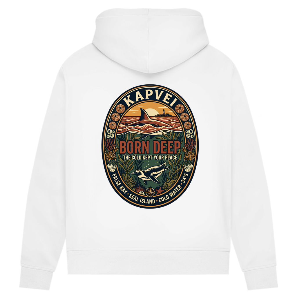 Damen Premium Bio Hoodie BORN DEEP Great White / Penguin