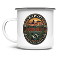Emaille Tasse BORN DEEP Great White / Penguin