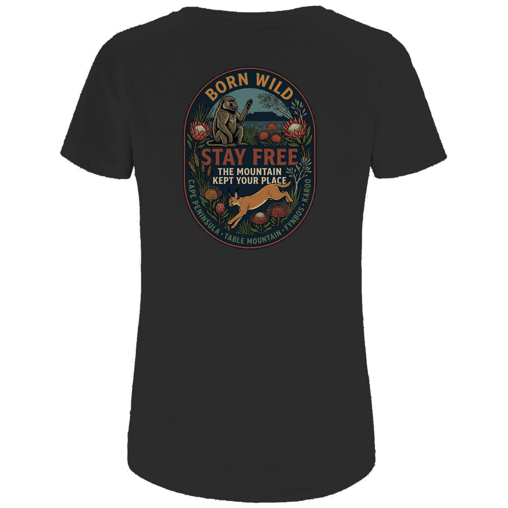 Damen Premium Bio T-Shirt STAY FREE Baboon / Caracal