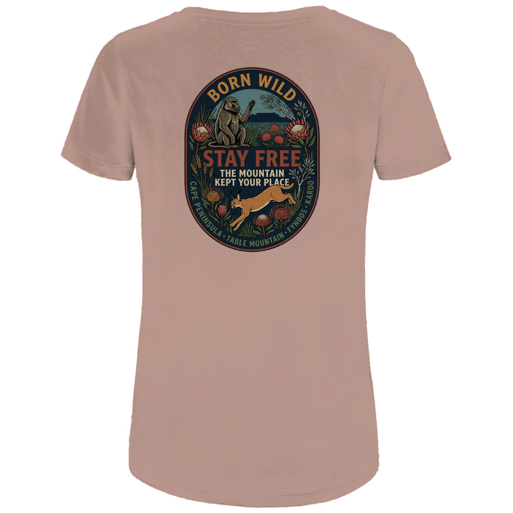 Damen Premium Bio T-Shirt STAY FREE Baboon / Caracal