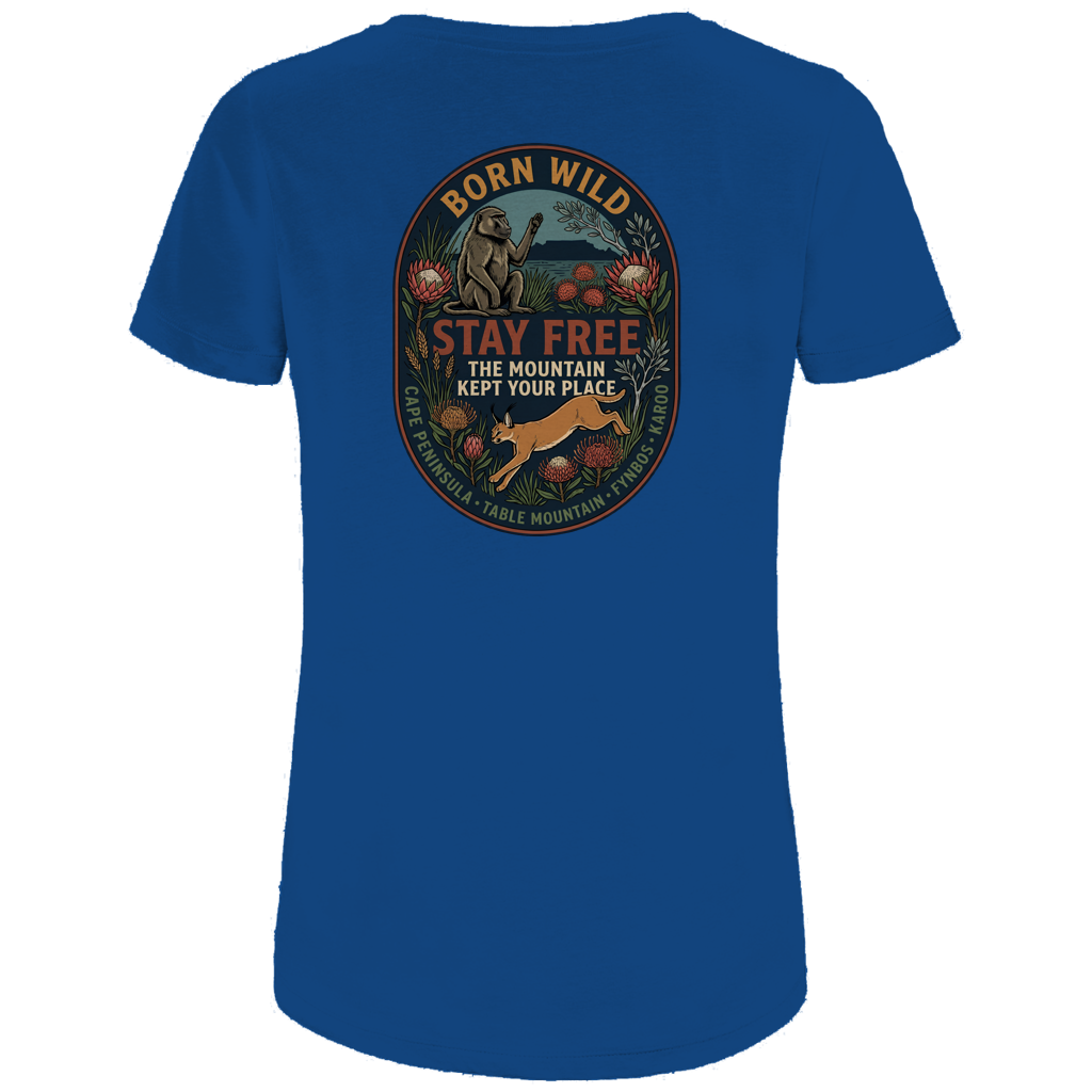 Damen Premium Bio T-Shirt STAY FREE Baboon / Caracal