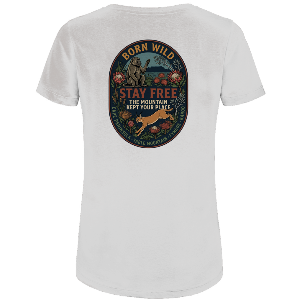 Damen Premium Bio T-Shirt STAY FREE Baboon / Caracal