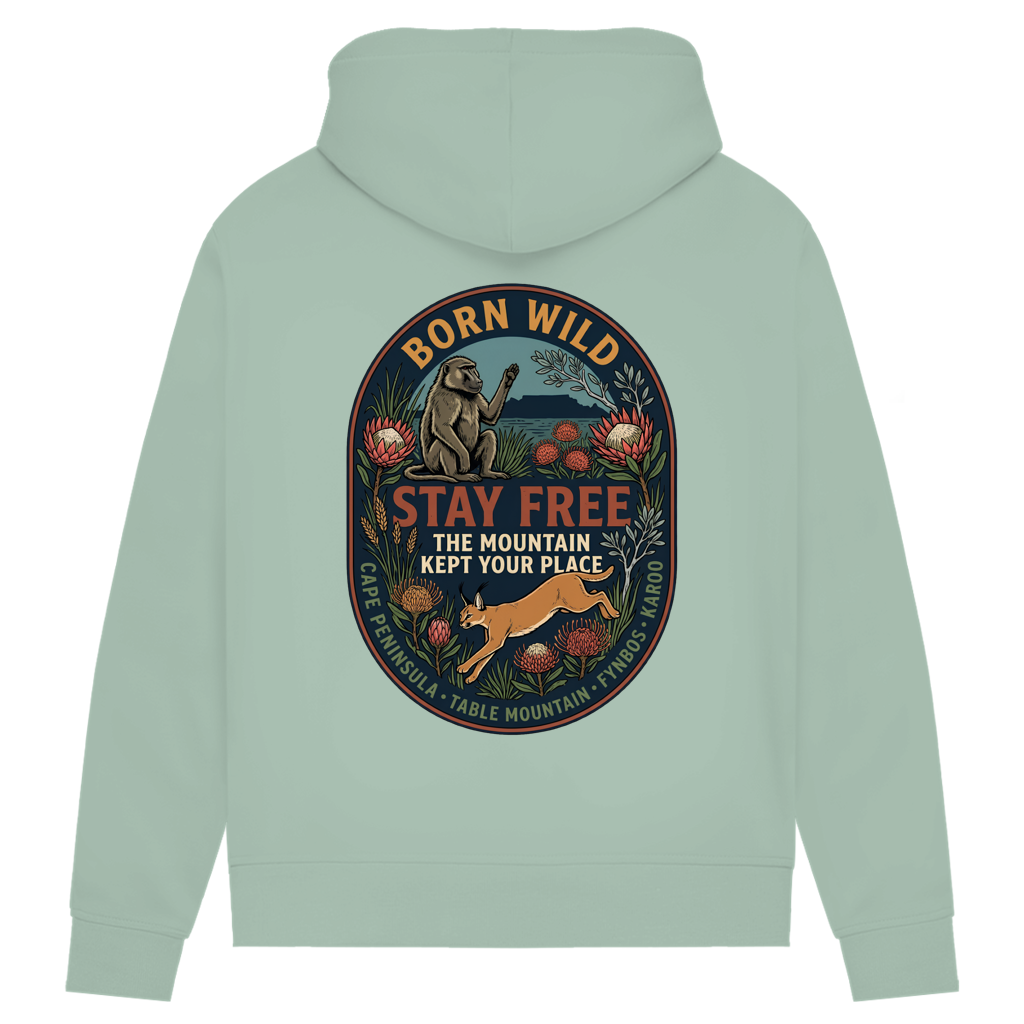 Damen Premium Bio Hoodie STAY FREE Baboon / Caracal
