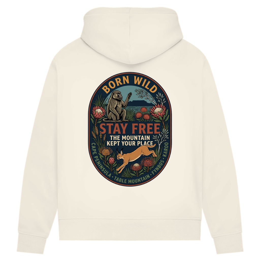 Damen Premium Bio Hoodie STAY FREE Baboon / Caracal