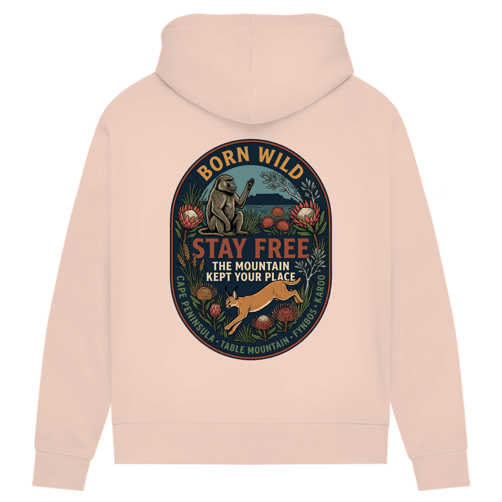 Damen Premium Bio Hoodie STAY FREE Baboon / Caracal