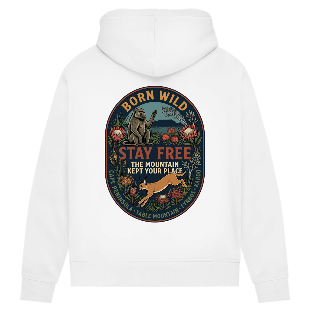 Damen Premium Bio Hoodie STAY FREE Baboon / Caracal