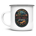 Emaille Tasse STAY FREE Baboon / Caracal