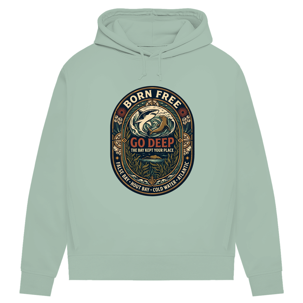 Damen Premium Bio Hoodie GO DEEP Great White / Seal
