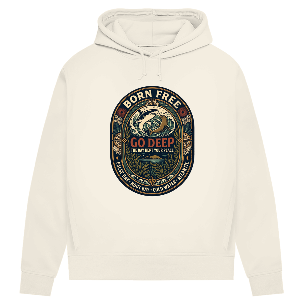 Damen Premium Bio Hoodie GO DEEP Great White / Seal