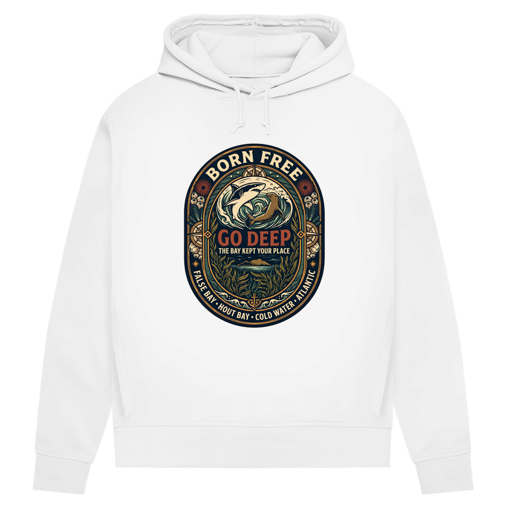 Damen Premium Bio Hoodie GO DEEP Great White / Seal