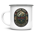 Emaille Tasse GO DEEP Great White / Seal