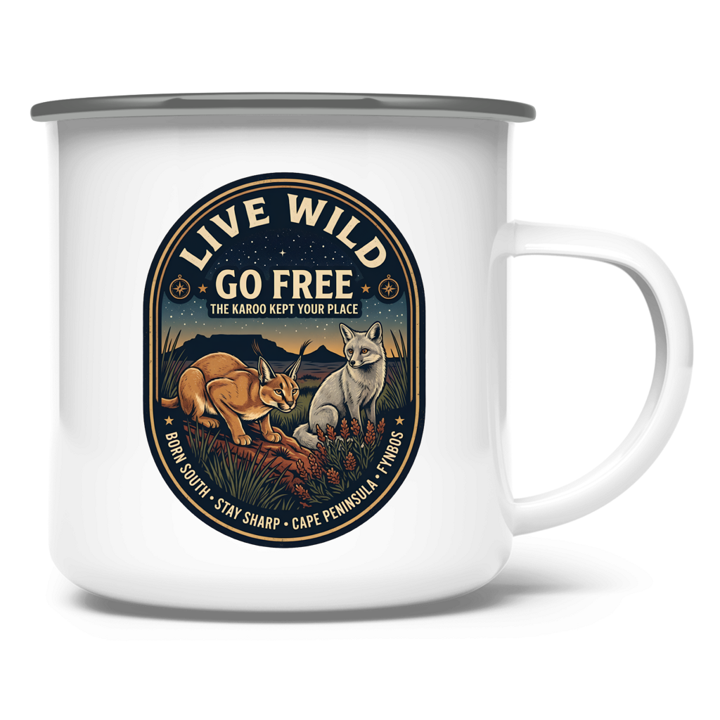 Emaille Tasse LIVE WILD Caraca / Fox