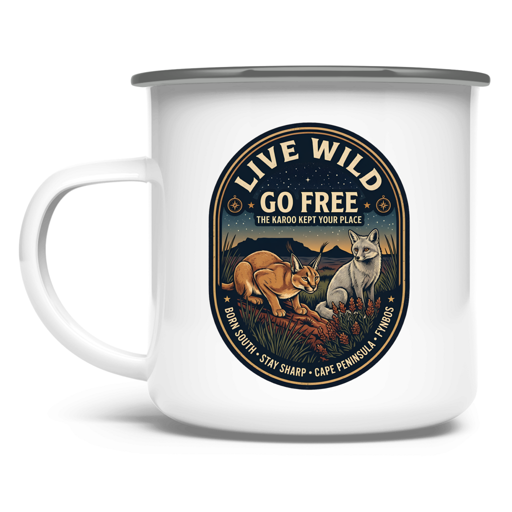 Emaille Tasse LIVE WILD Caraca / Fox