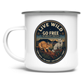 Emaille Tasse LIVE WILD Caraca / Fox