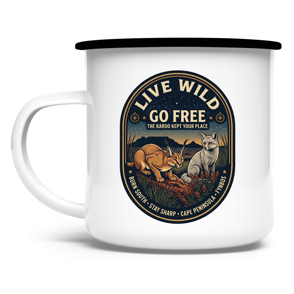 Emaille Tasse LIVE WILD Caraca / Fox