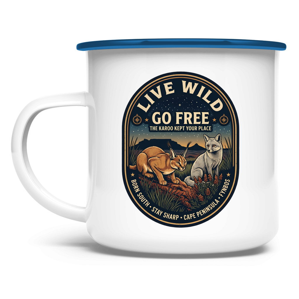 Emaille Tasse LIVE WILD Caraca / Fox