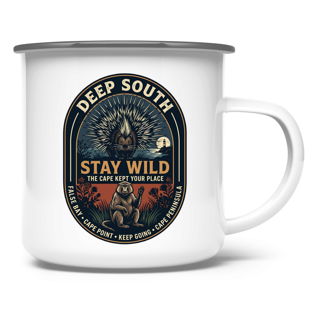 Emaille Tasse STAY WILD Porcupine / Baboon