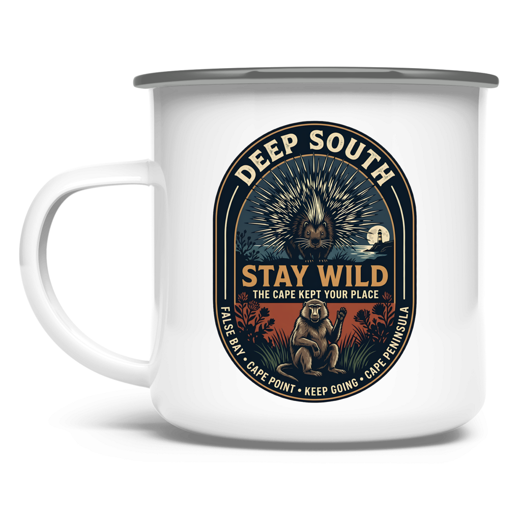 Emaille Tasse STAY WILD Porcupine / Baboon