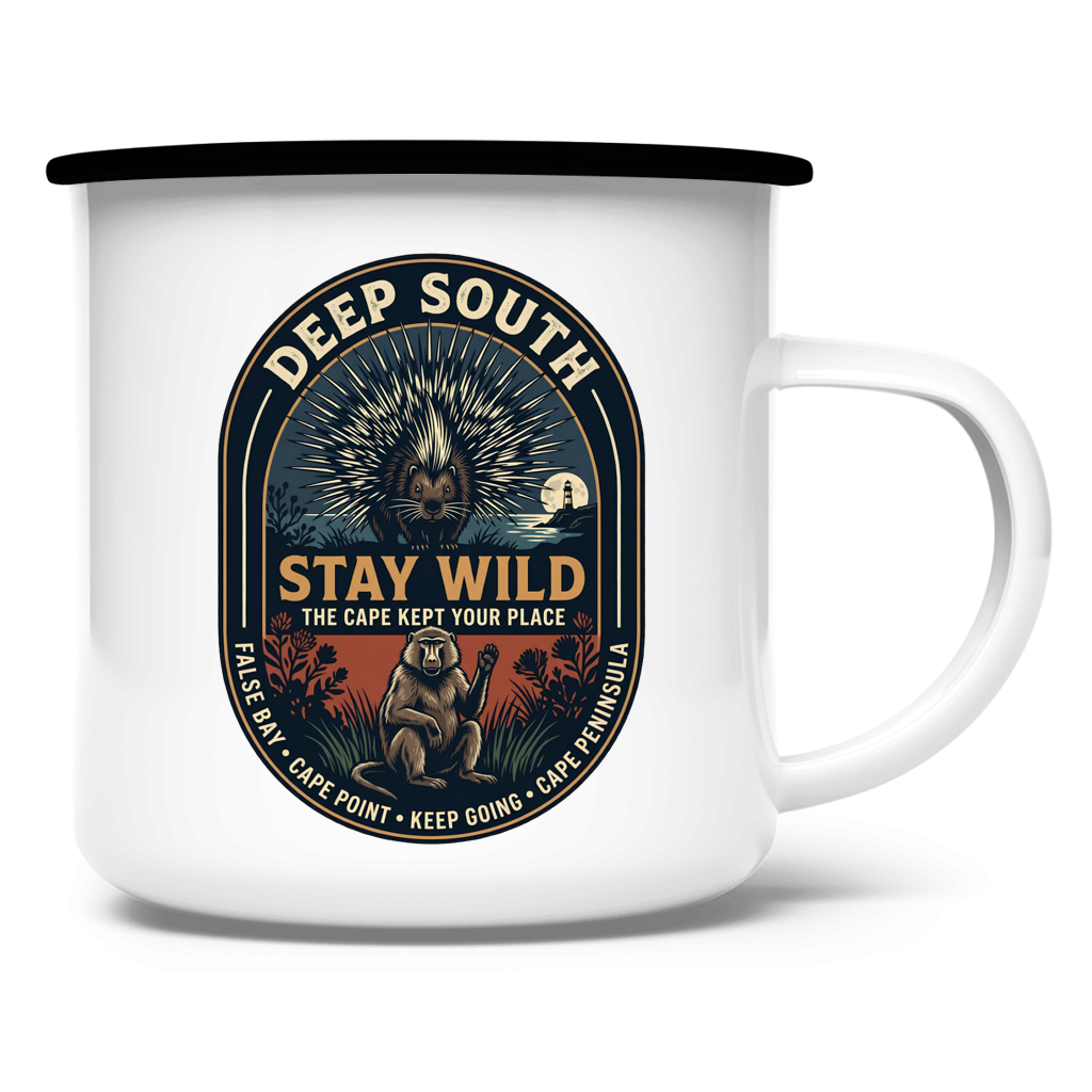 Emaille Tasse STAY WILD Porcupine / Baboon
