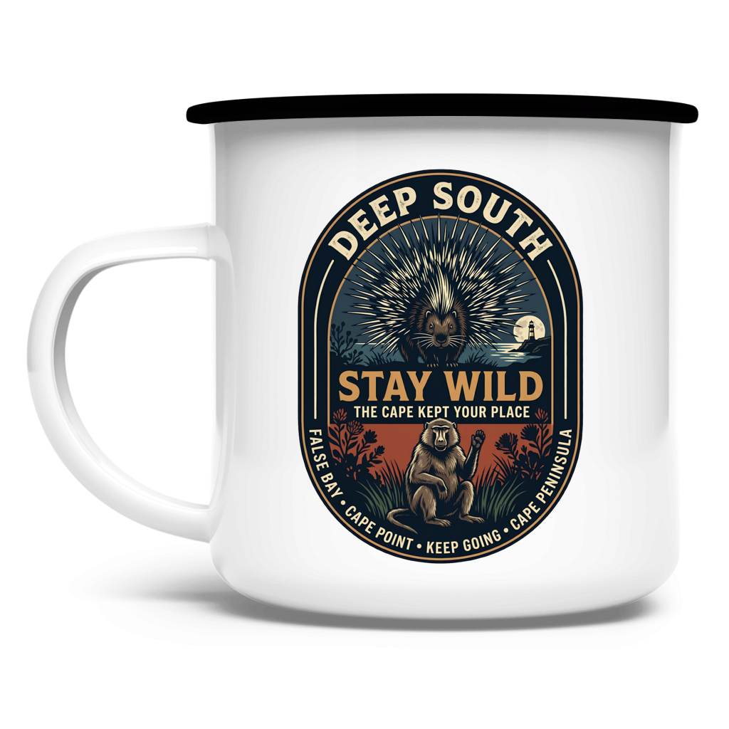 Emaille Tasse STAY WILD Porcupine / Baboon