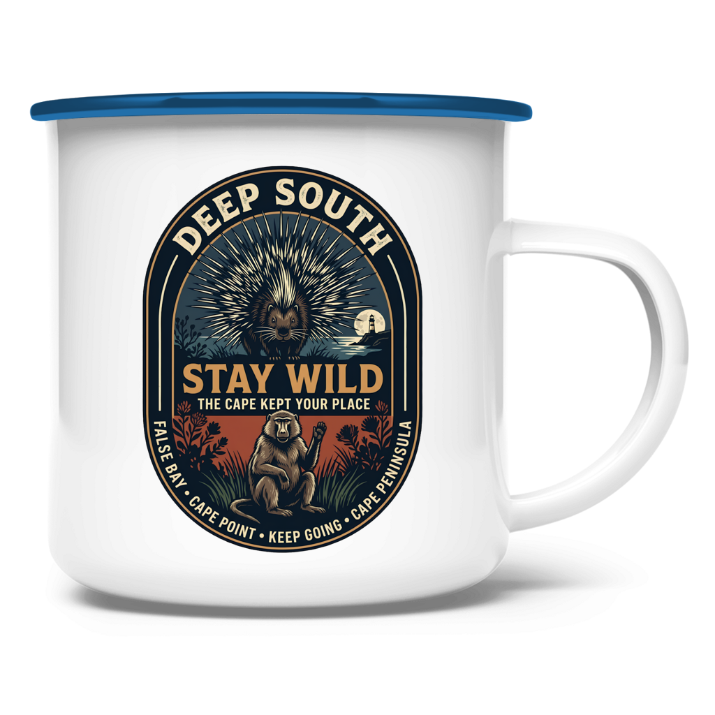 Emaille Tasse STAY WILD Porcupine / Baboon