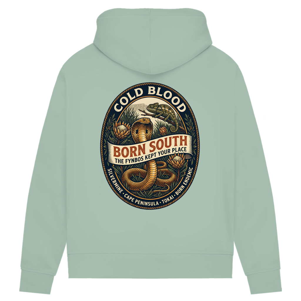 Damen Premium Bio Hoodie BORN SOUTH Cape Cobra / Tokai Chameleon