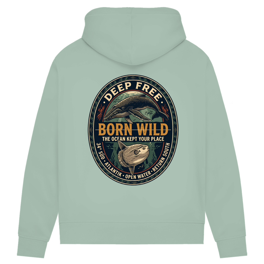 Damen Premium Bio Hoodie Born Wild Humpback / Mola Mola