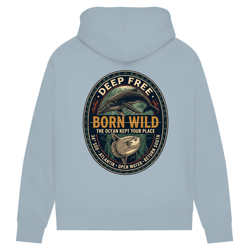 Damen Premium Bio Hoodie Born Wild Humpback / Mola Mola