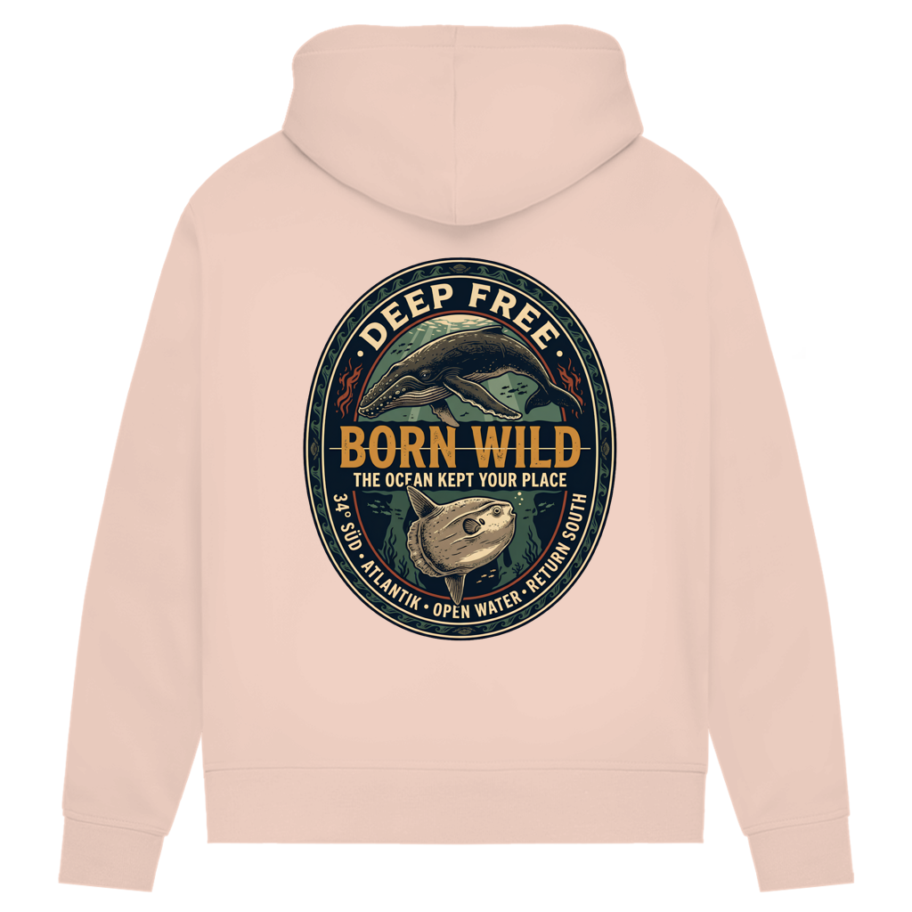 Damen Premium Bio Hoodie Born Wild Humpback / Mola Mola