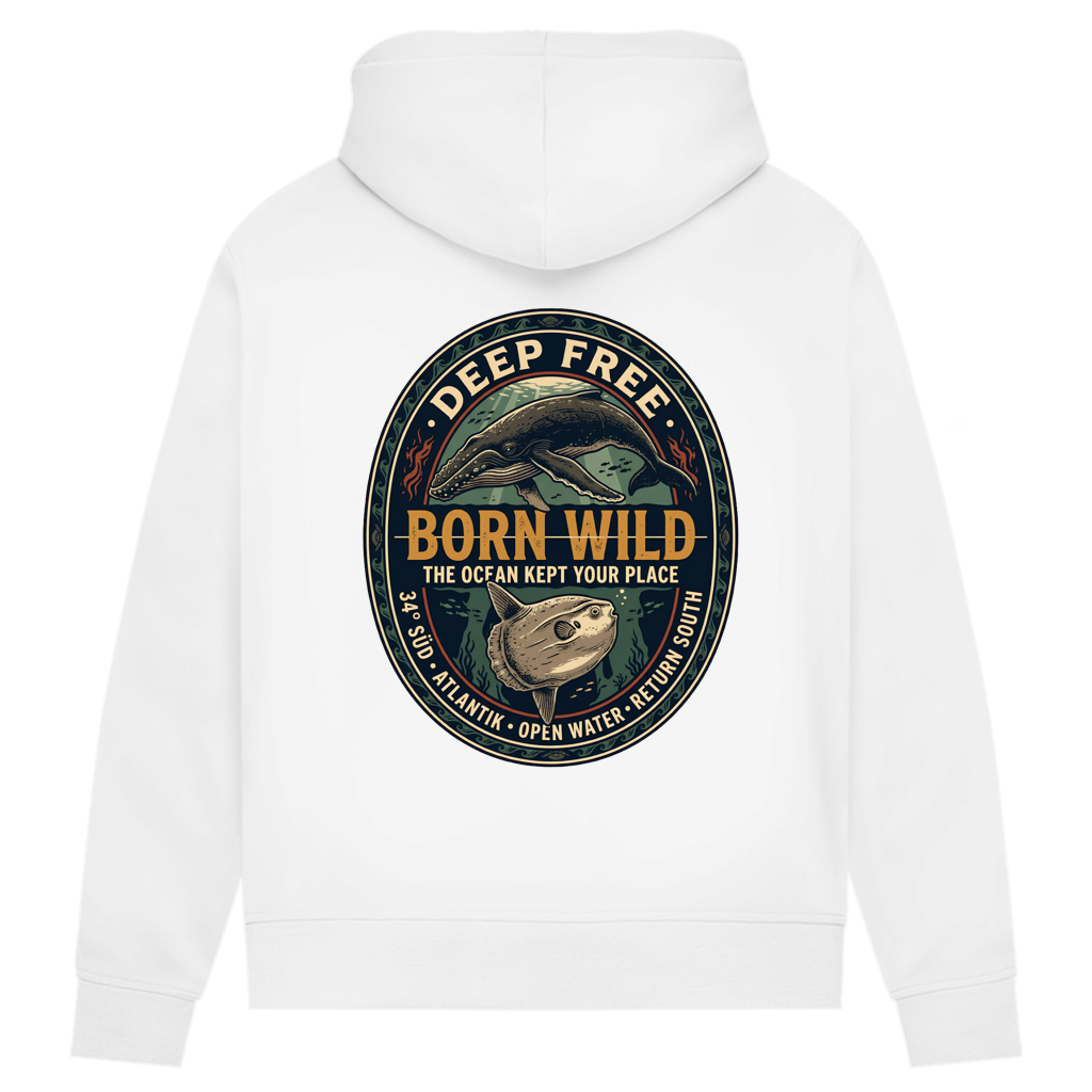 Damen Premium Bio Hoodie Born Wild Humpback / Mola Mola