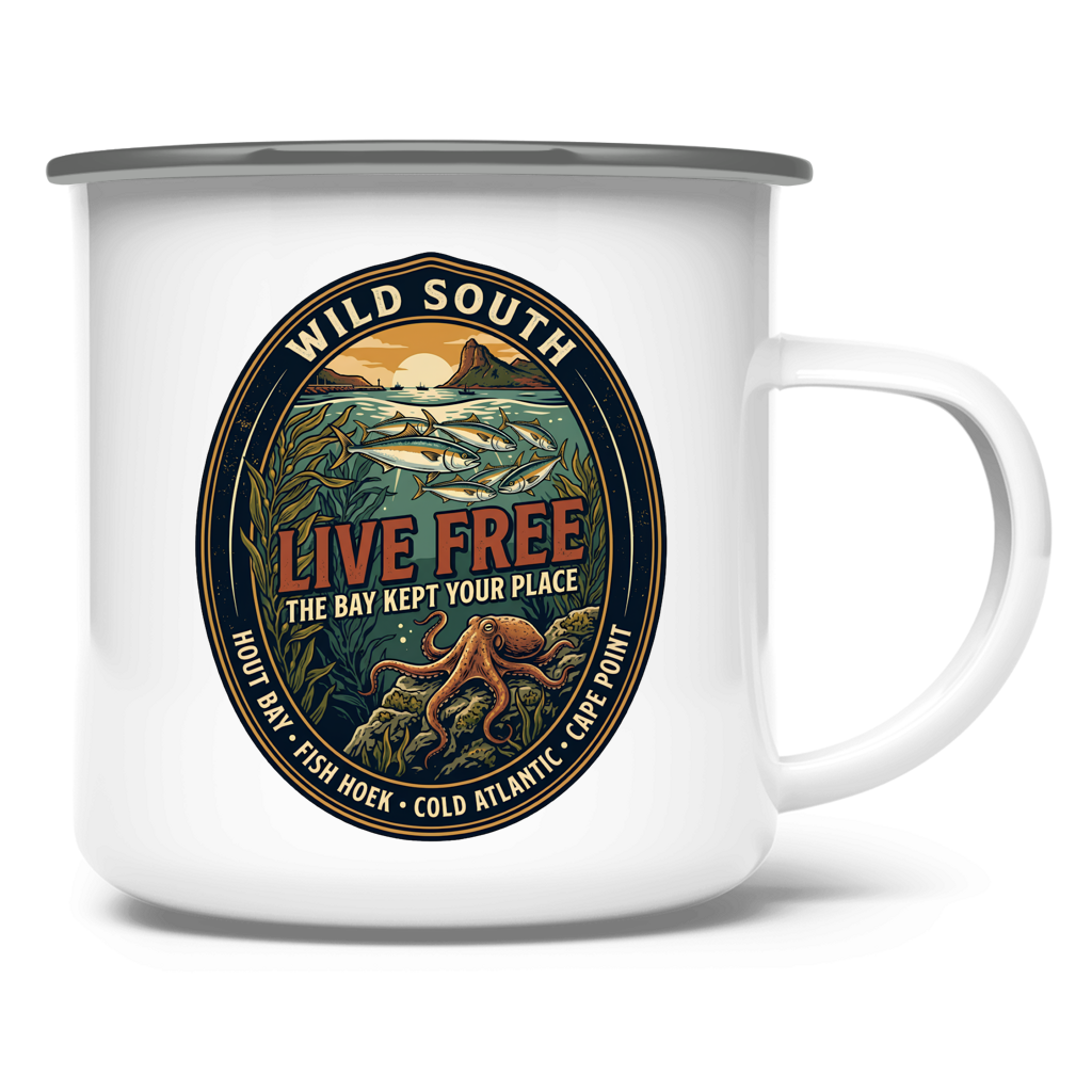 Emaille Tasse LIVE FREE Ocean Life
