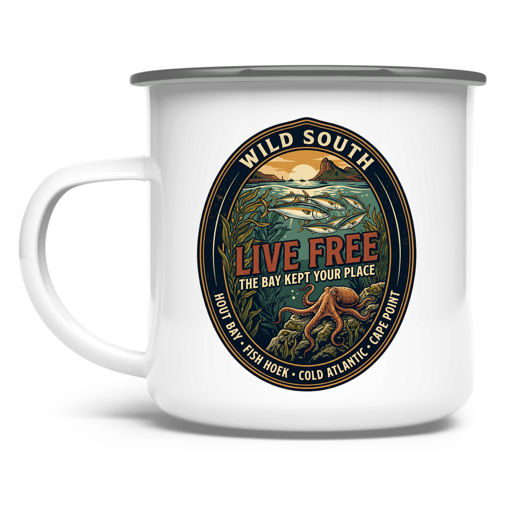 Emaille Tasse LIVE FREE Ocean Life