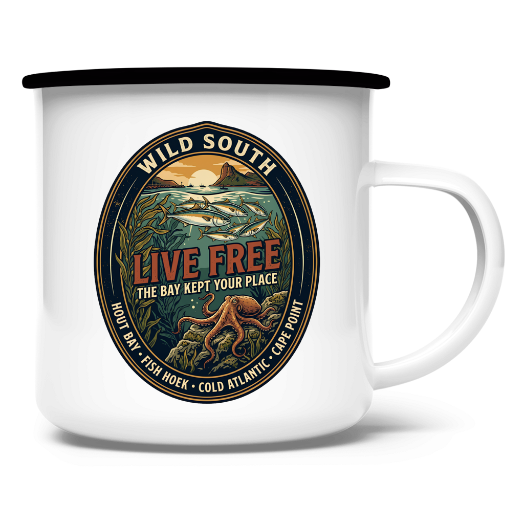 Emaille Tasse LIVE FREE Ocean Life